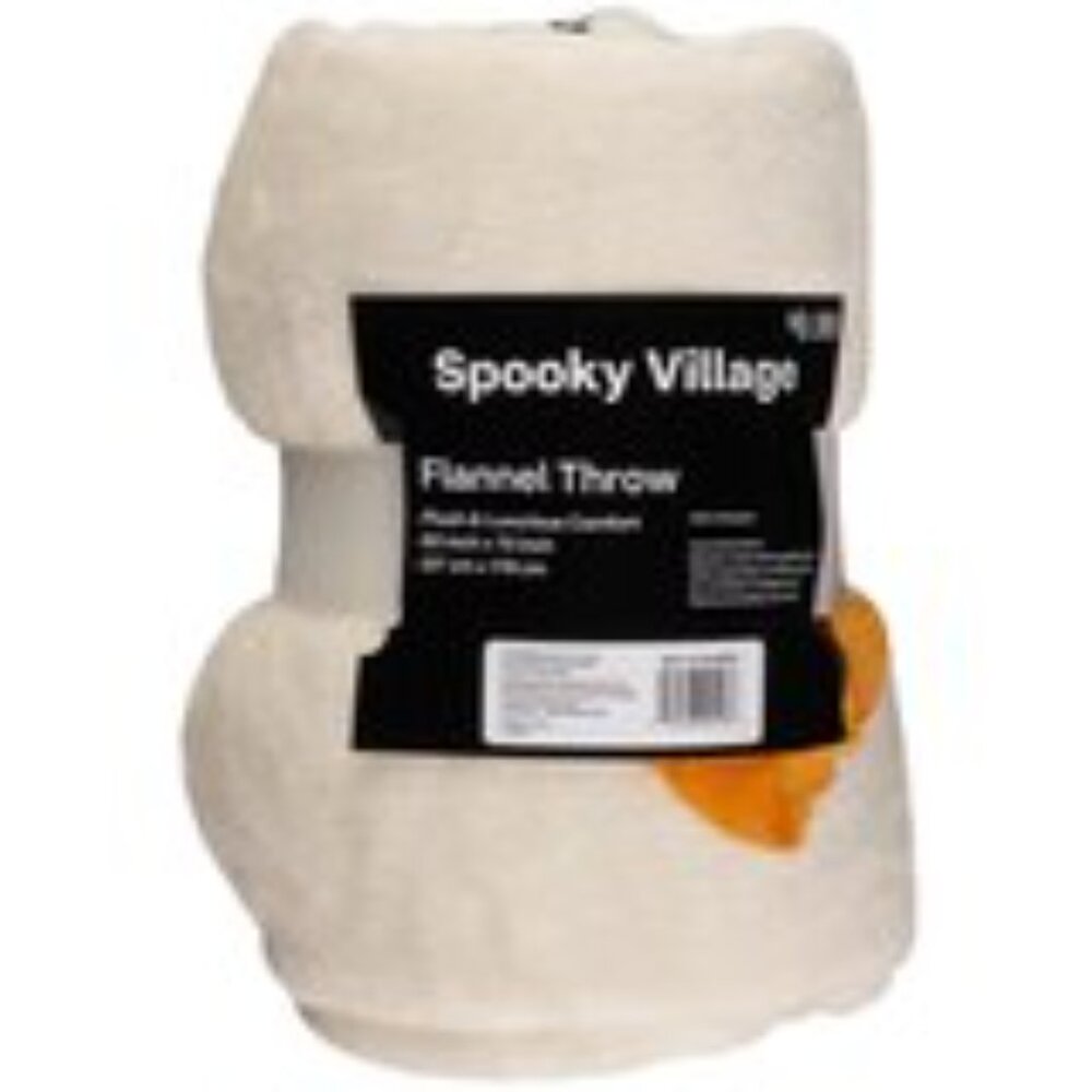 Spooky Village Halloween Characters Flannel Throw Blanket & Ghost Pillow - Picture 7 of 11